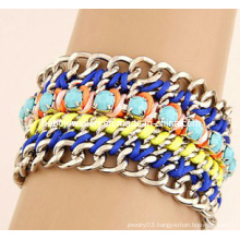 Colourful Braided with Ropes Chains Bracelet (XBL12916)